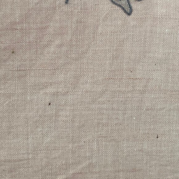 Vintage Handmade Embroidered Linen Tablecloth Peach Gray Floral Square 33” Used - Picture 12 of 13